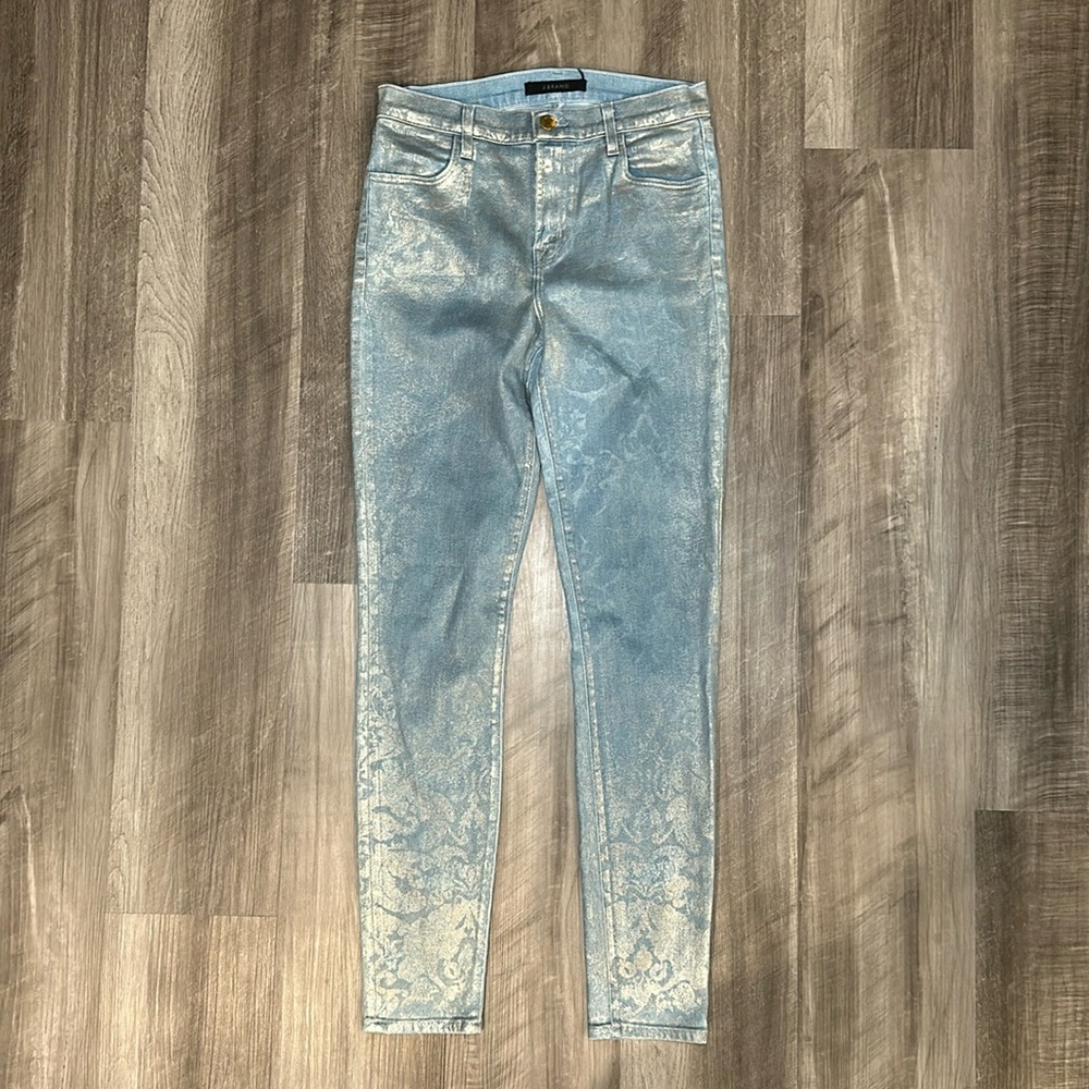 J Brand Maria High Rise Skinny Baroque Foil Jeans - 29
